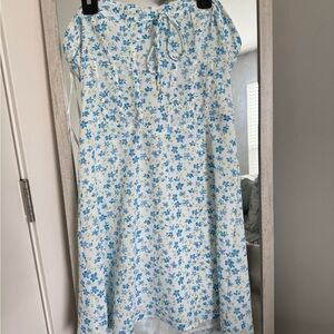 Papermoon White Mini Dress with Blue Floral Print